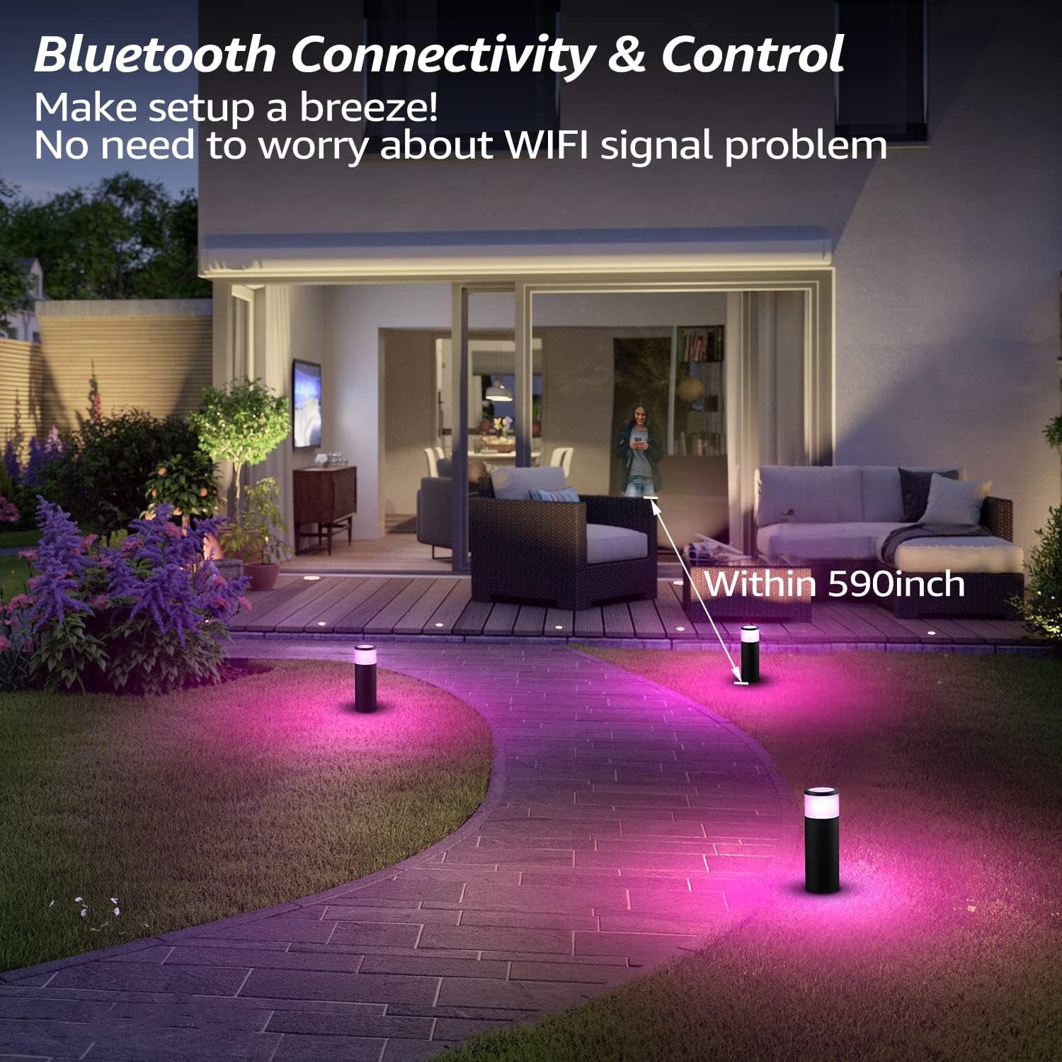 ALPR09 4-Pack RGBW Bluetooth Smart LED Landscape Pathway Lights Package, 4.5W Low Voltage 12V Bollard Outdoor Landscape Lighting - Tampa soil911.com