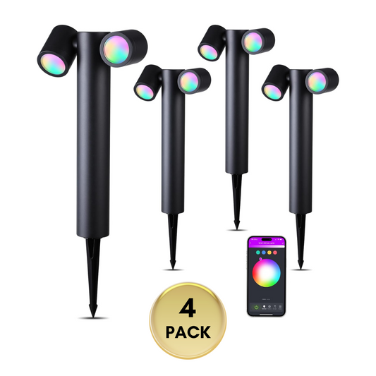 ALPR10 10W RGBCW Bluetooth Smart LED Landscape Pathway Light 2x or 4x Package, 12V-24V AC/DC 400LM - Tampa soil911.com