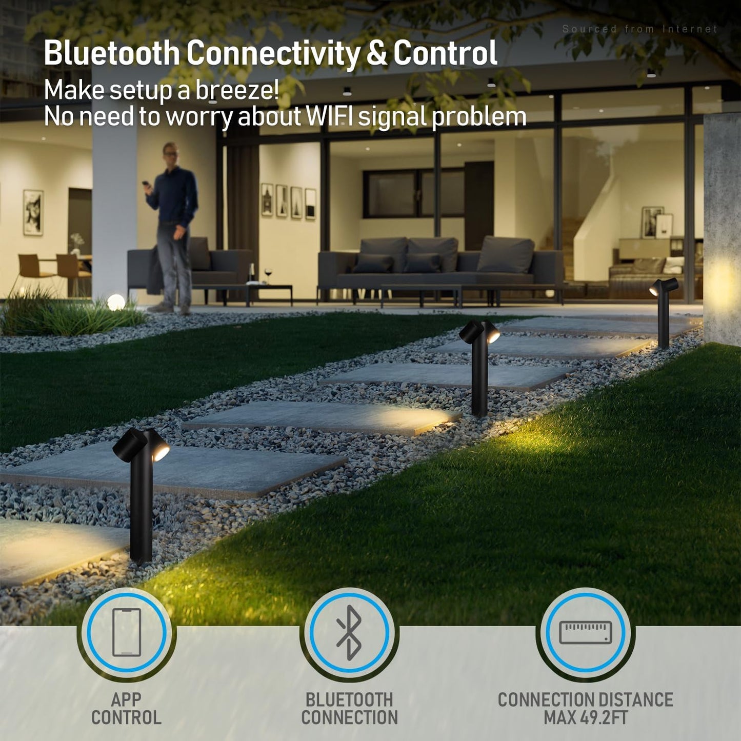 ALPR10 10W RGBCW Bluetooth Smart LED Landscape Pathway Light 2x or 4x Package, 12V-24V AC/DC 400LM - Tampa soil911.com