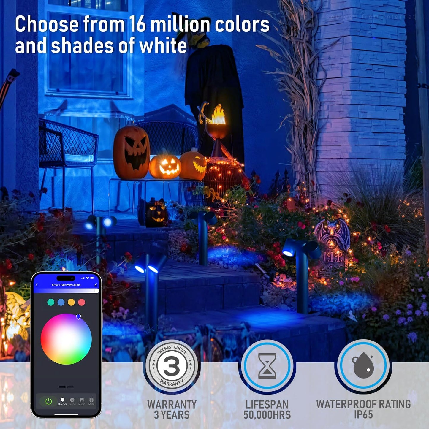 ALPR10 10W RGBCW Bluetooth Smart LED Landscape Pathway Light 2x or 4x Package, 12V-24V AC/DC 400LM - Tampa soil911.com