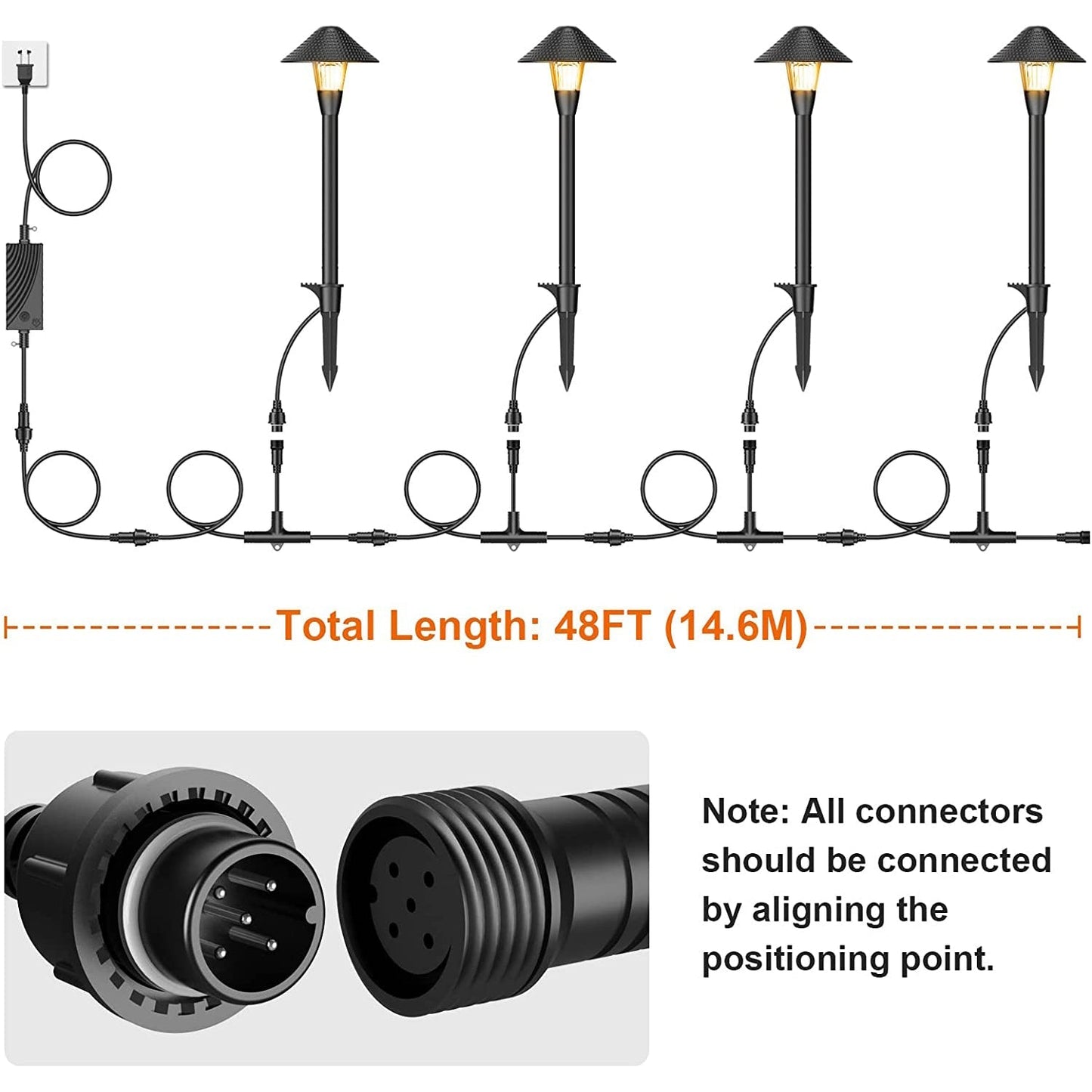 Paquete de 4 luces LED RGB para caminos de paisaje ALPR15, iluminación exterior con bolardo de 12 V y bajo voltaje de 6 W