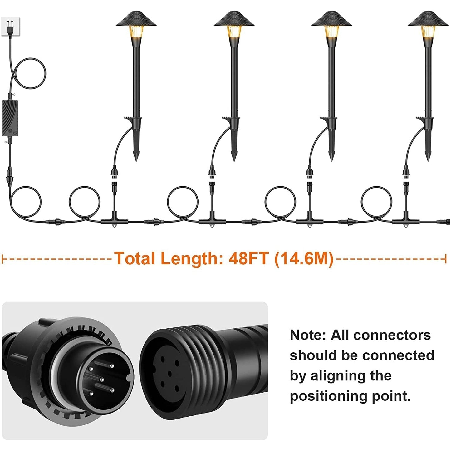 Paquete de 6 luces LED RGB para caminos de paisaje ALPR15, iluminación exterior con bolardo de bajo voltaje de 12 V y 6 W