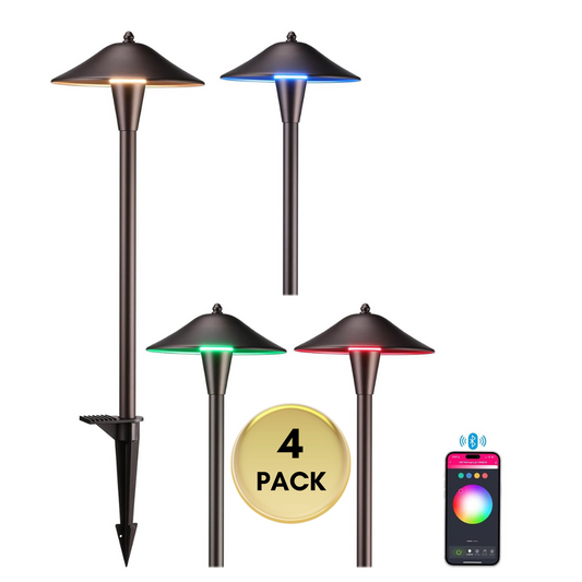 ALRP10 LED Landscape Smart Color-Changing Pathway Lights Package, Adjustable 3000K-5000K 5W 12-24V AC/DC Low Voltage Oil-Rubbed Bronze Mushroom Outdoor Landscape Lighting - Tampa soil911.com