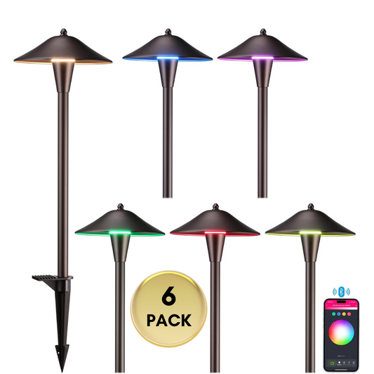 ALRP10 LED Landscape Smart Color-Changing Pathway Lights Package, Adjustable 3000K-5000K 5W 12-24V AC/DC Low Voltage Oil-Rubbed Bronze Mushroom Outdoor Landscape Lighting - Tampa soil911.com