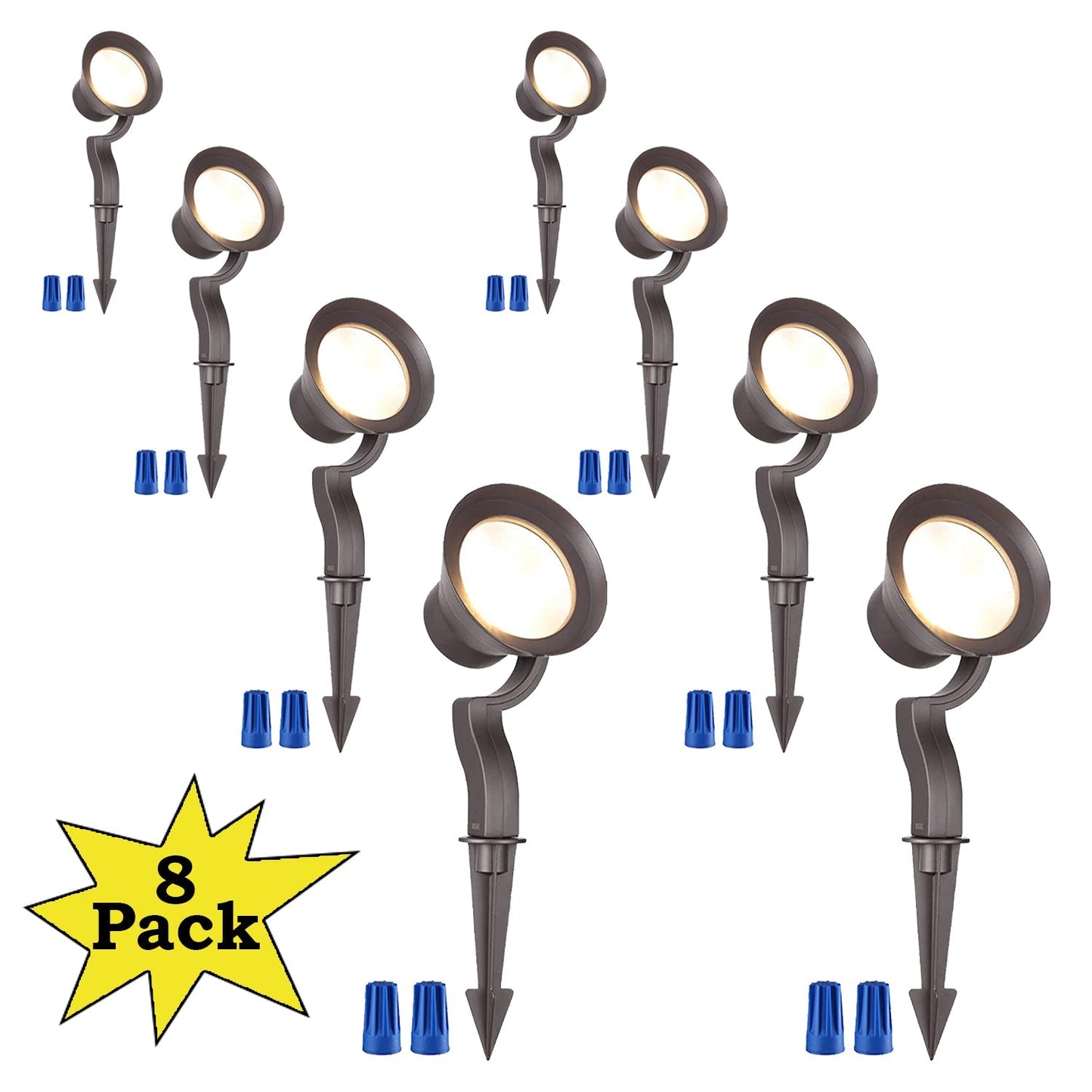 ALS03 8-Pack LED Landscape Spot Lights Package, Adjustable 2W-12W Low Voltage 12V Directional Outdoor Landscape Lighting - Tampa soil911.com