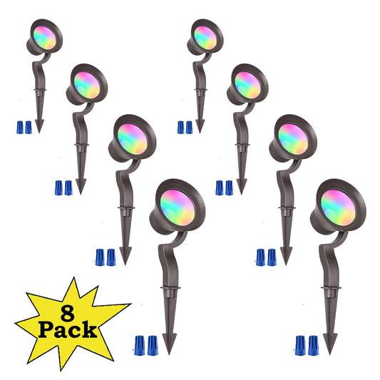 ALSR03 8-Pack RGB LED Landscape Spot Lights Package, 12W Low Voltage 12V Directional Outdoor Landscape Lighting - Tampa soil911.com