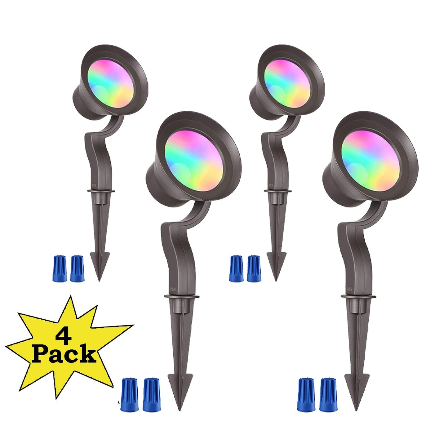 Paquete de 4 focos LED RGB para paisaje ALSR03, iluminación direccional para exteriores de bajo voltaje y 12 V, 12 W