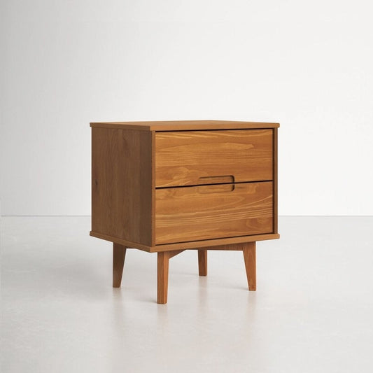 FarmHouse 2 Drawer Solid Wood Nightstand Medium Brown - Tampa Home & Garden Store