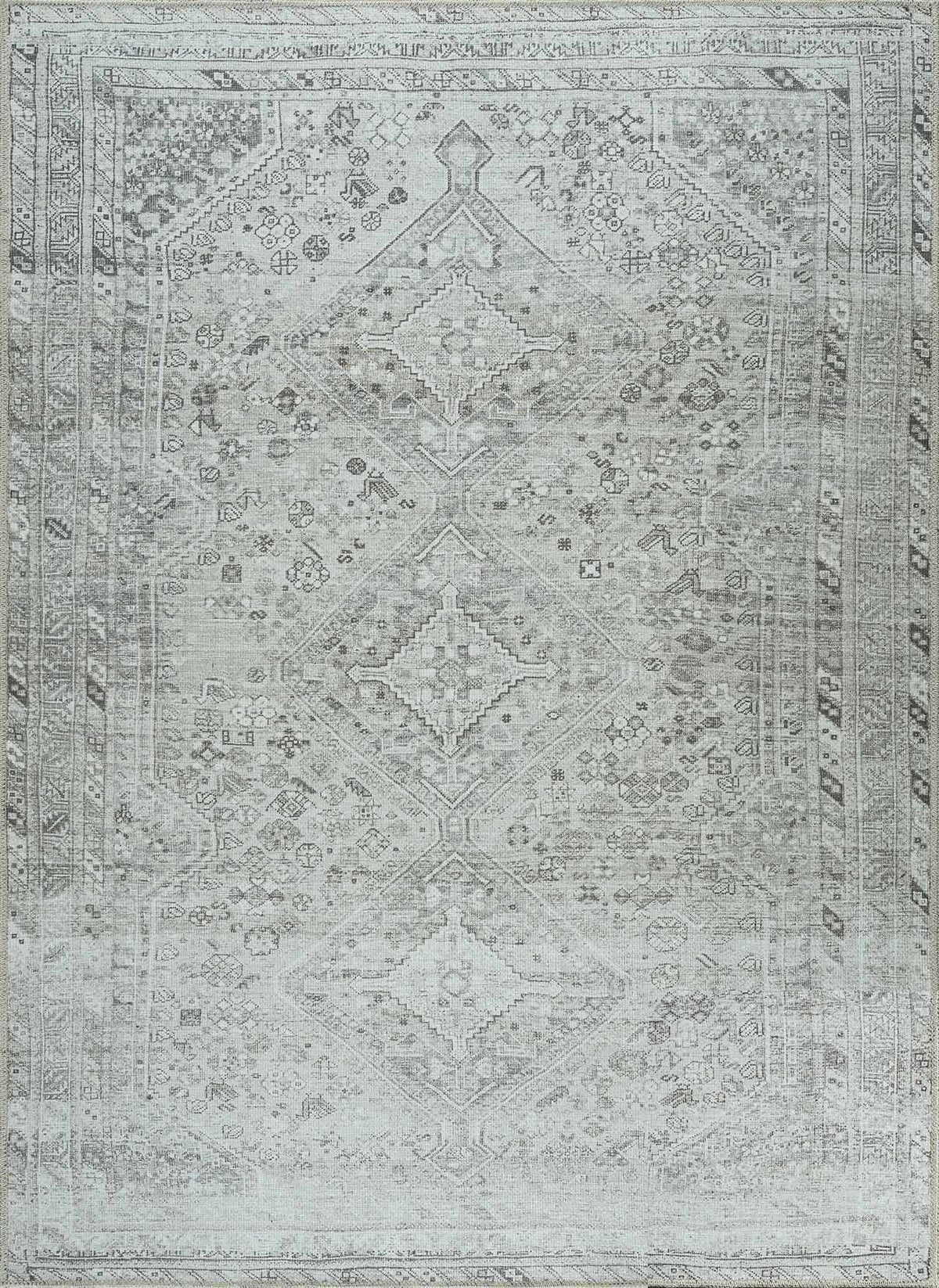 Barny Sage flat pile washable rug Boutique Rugs distressed sage-gray oriental motif on Tampa Home & Garden Store