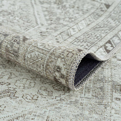 Barny Sage flat pile washable rug by Boutique Rugs in sage gray distressed pattern on Tampa Home & Garden Store