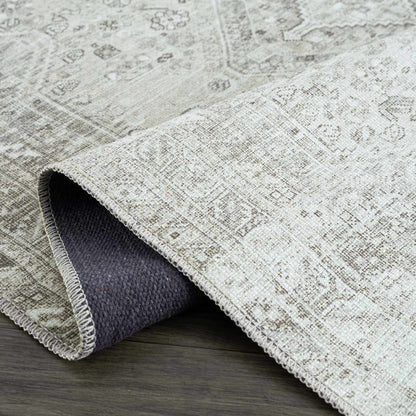 Barny Sage Flat Pile Washable Rug by Boutique Rugs, sage gray distressed pattern, washable flat rug on Tampa Home & Garden Store