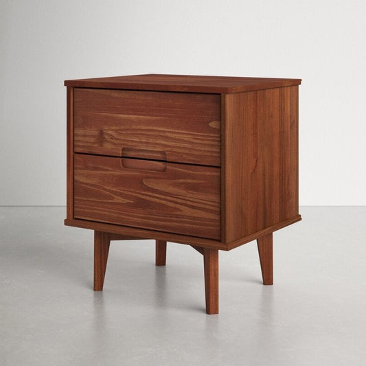 FarmHouse 2 Drawer Solid Wood Nightstand Walnut - Tampa Home & Garden Store