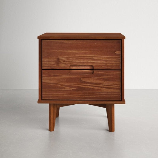 FarmHouse 2 Drawer Solid Wood Nightstand Walnut - Tampa Home & Garden Store