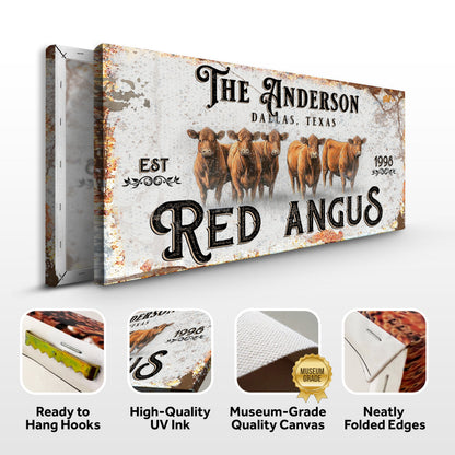 Red Angus Sign canvas with cattle herd, rustic vintage texturing by Tailored Canvases on Tampa Home & Garden Store