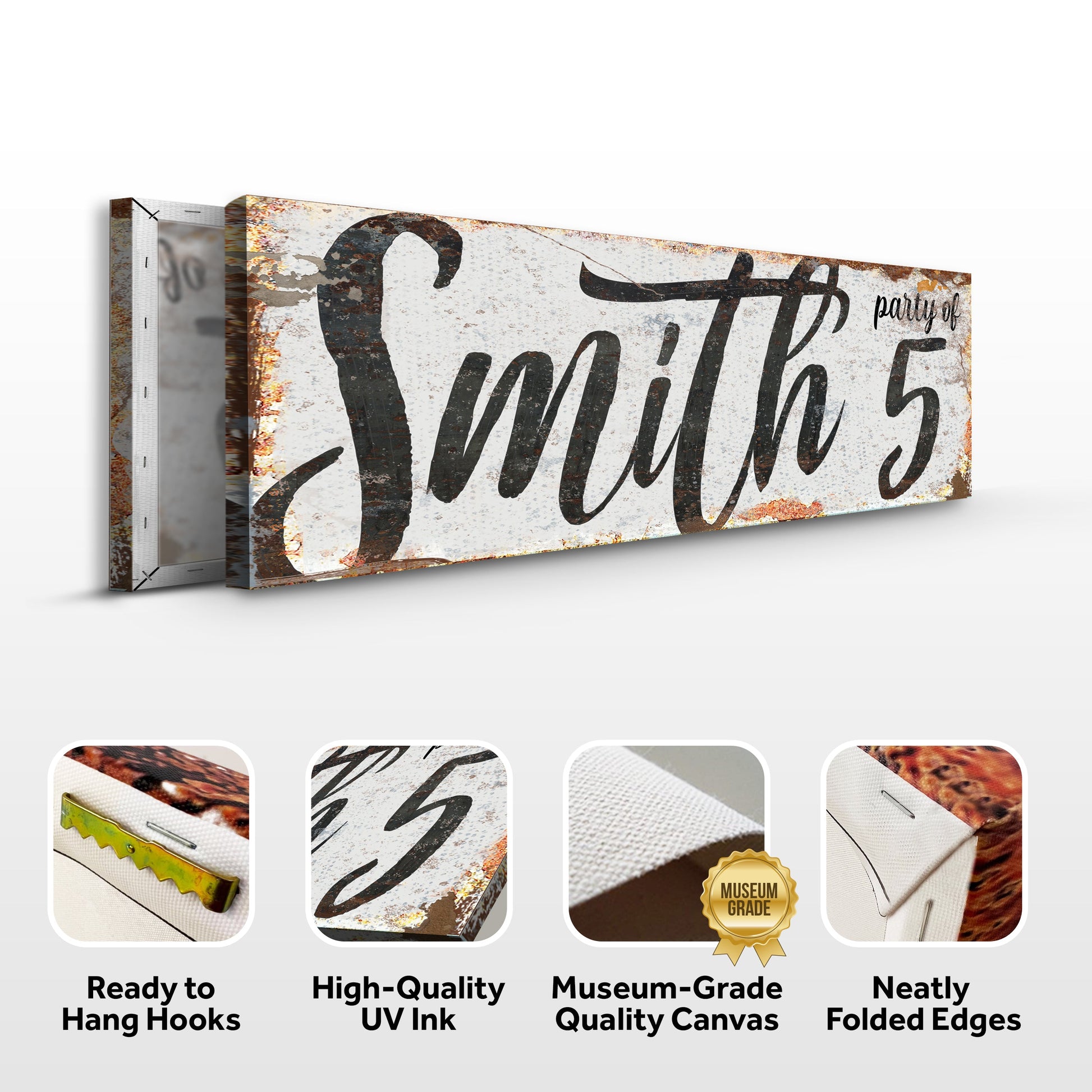 Personalized Party of Family Sign II crafting canvas by Tailored Canvases, rustic finish on Tampa Home & Garden Store