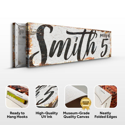 Personalized Party of Family Sign II crafting canvas by Tailored Canvases, rustic finish on Tampa Home & Garden Store
