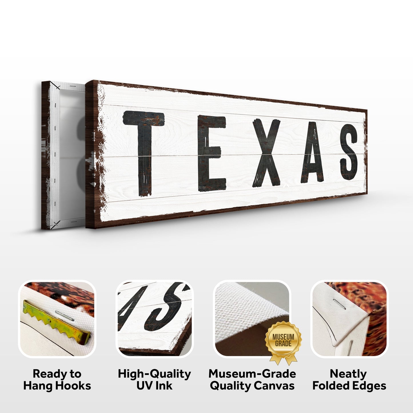 Tailored Canvases Texas Home Sign II canvas with whitewashed wood planks and TEXAS letters on Tampa Home & Garden Store