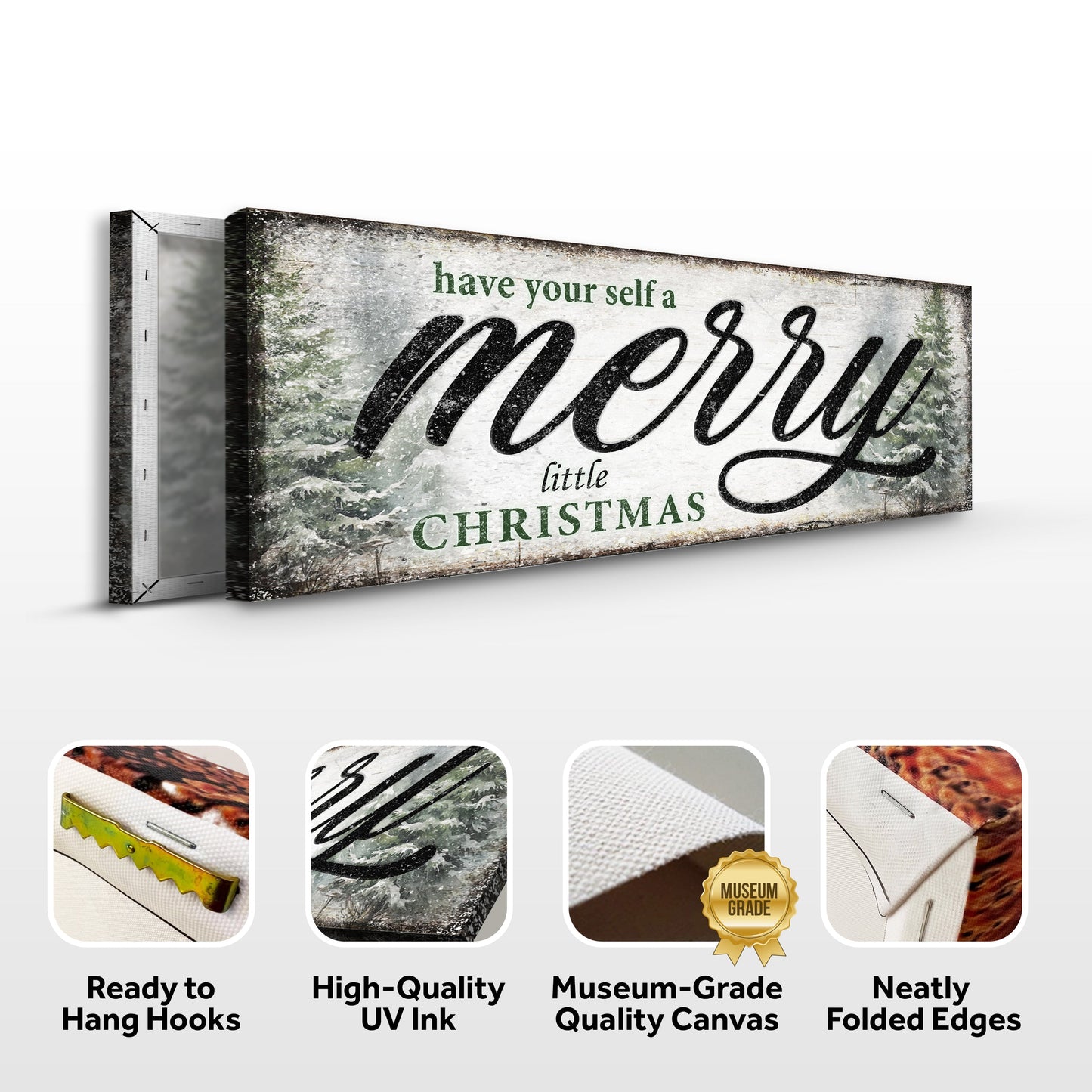 Canvas Have Yourself a Merry Little Christmas Sign VII with green text and snowy scene on Tampa Home & Garden Store