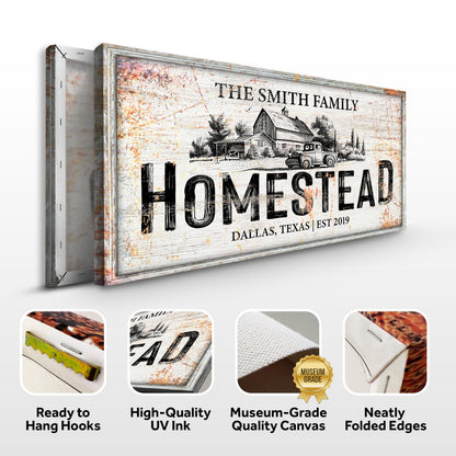 Homestead Sign VIII Canvas by Tailored Canvases, rustic wood with barn and HOMESTEAD on Tampa Home & Garden Store