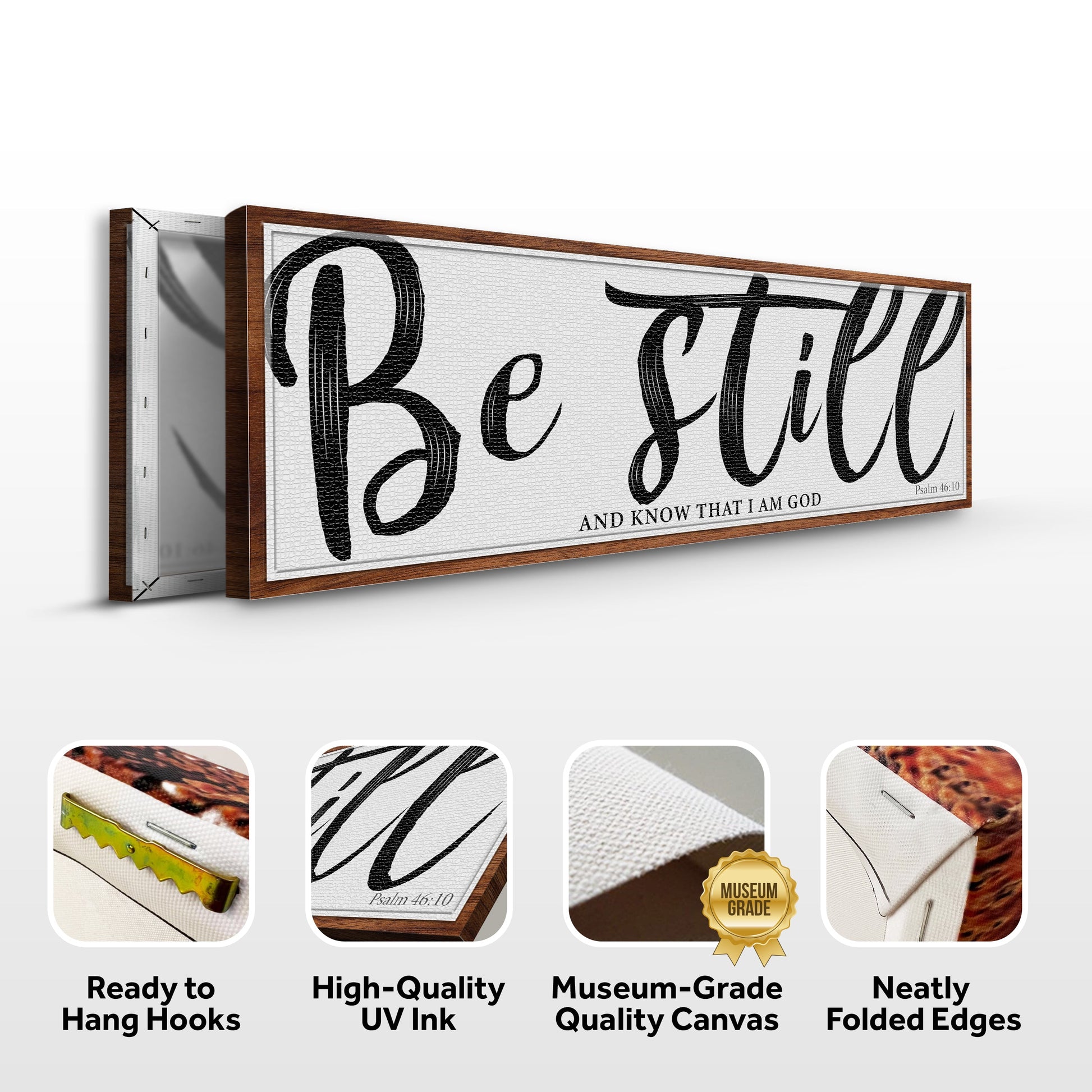 Be Still And Know That I Am God Psalm 46:10 Faith Sign II canvas framed Tailored Canvases on Tampa Home & Garden Store