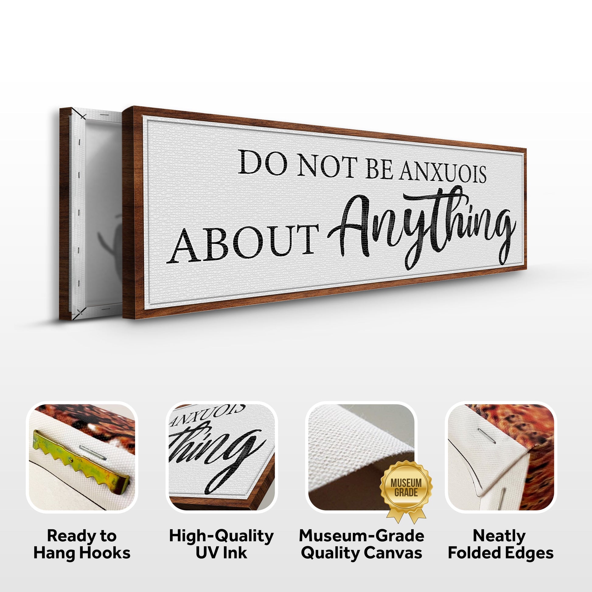 Canvas Do Not Be Anxious About Anything Faith Sign III; white surface in wood frame on Tampa Home & Garden Store