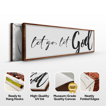 Let Go Let God VI canvas by Tailored Canvases, wood frame with black script on Tampa Home & Garden Store