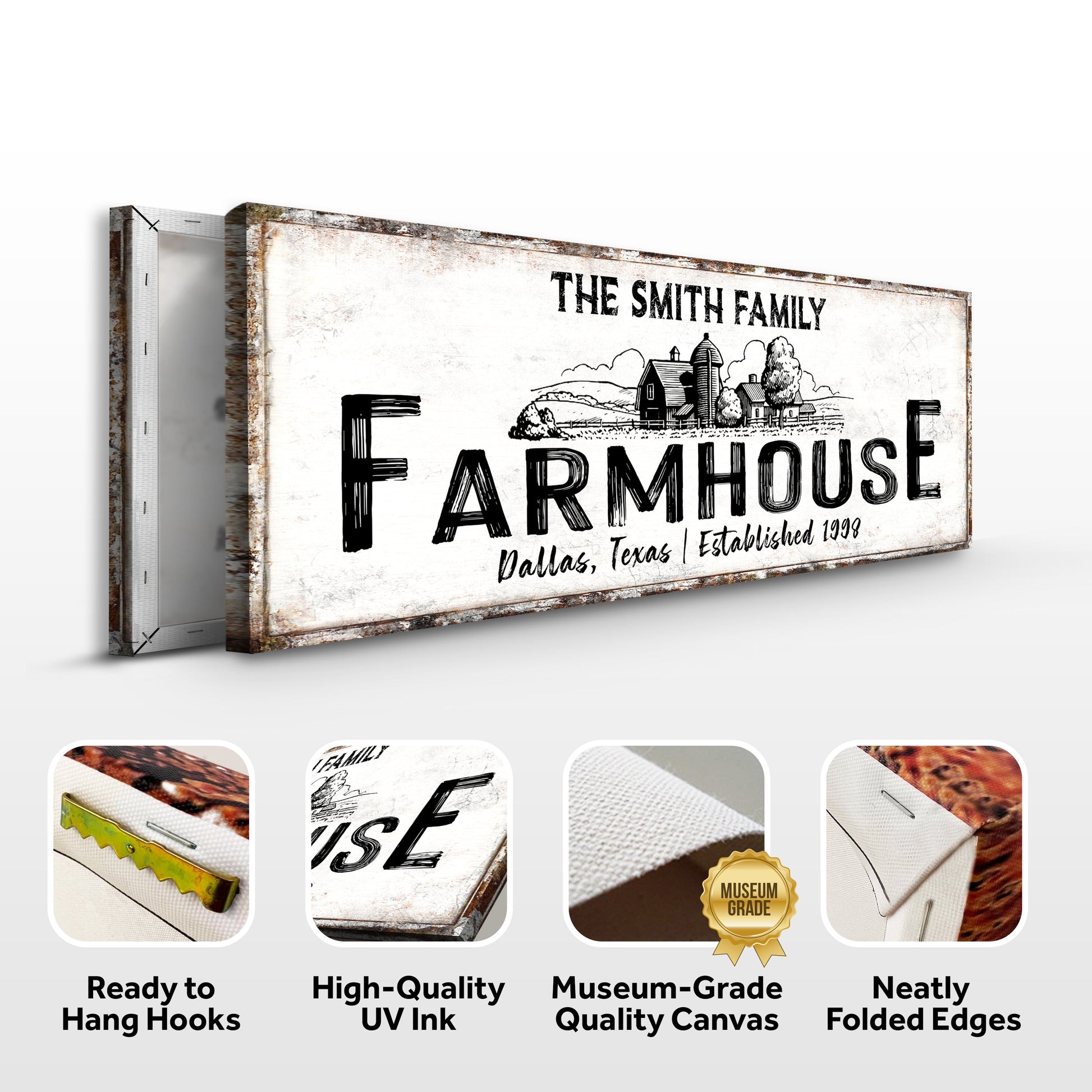 Rustic Farmhouse Sign XIII canvas by Tailored Canvases; distressed white with bold typography on Tampa Home & Garden Store