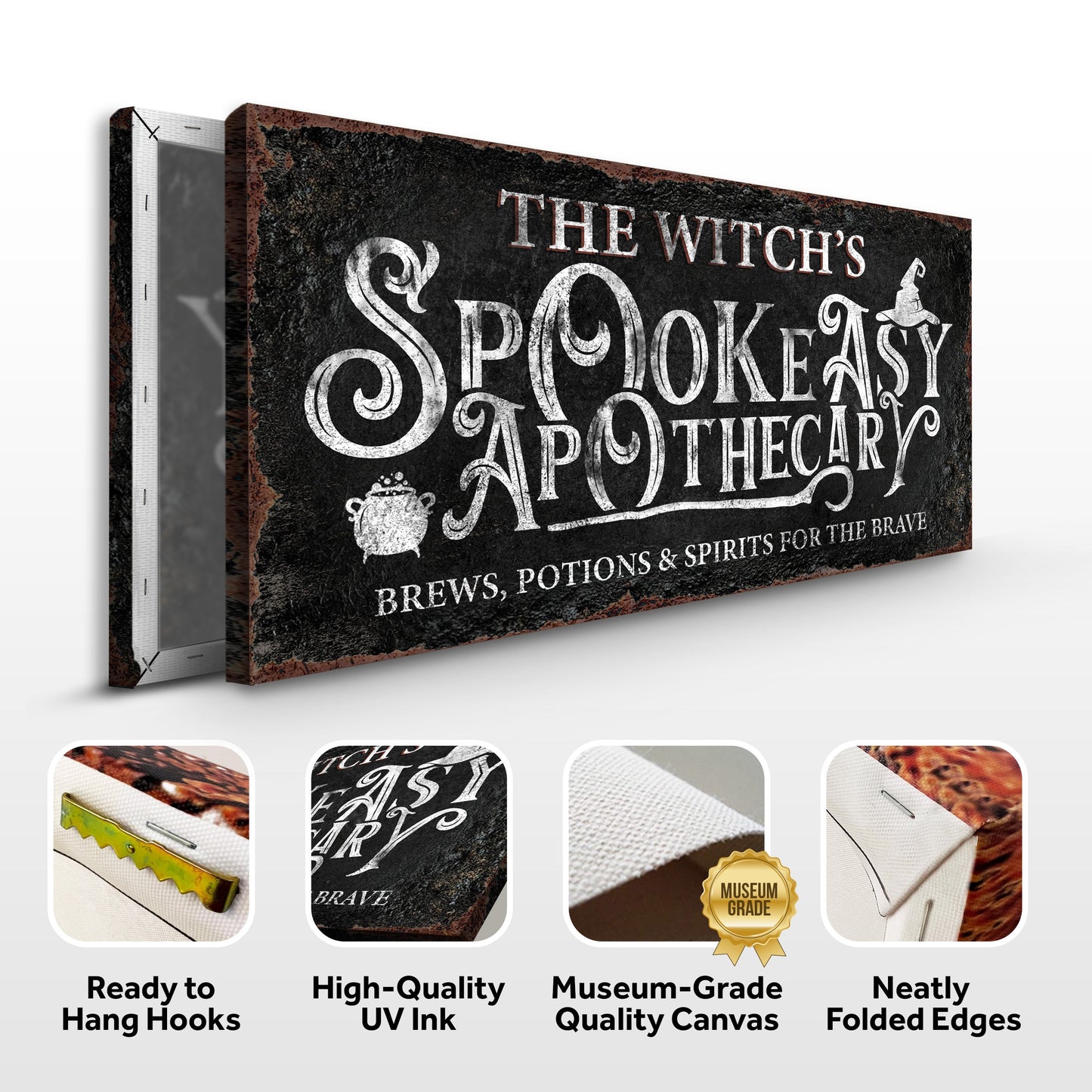 The Bewitched Speakeasy Bar Halloween Sign canvas by Tailored Canvases, black print on Tampa Home & Garden Store