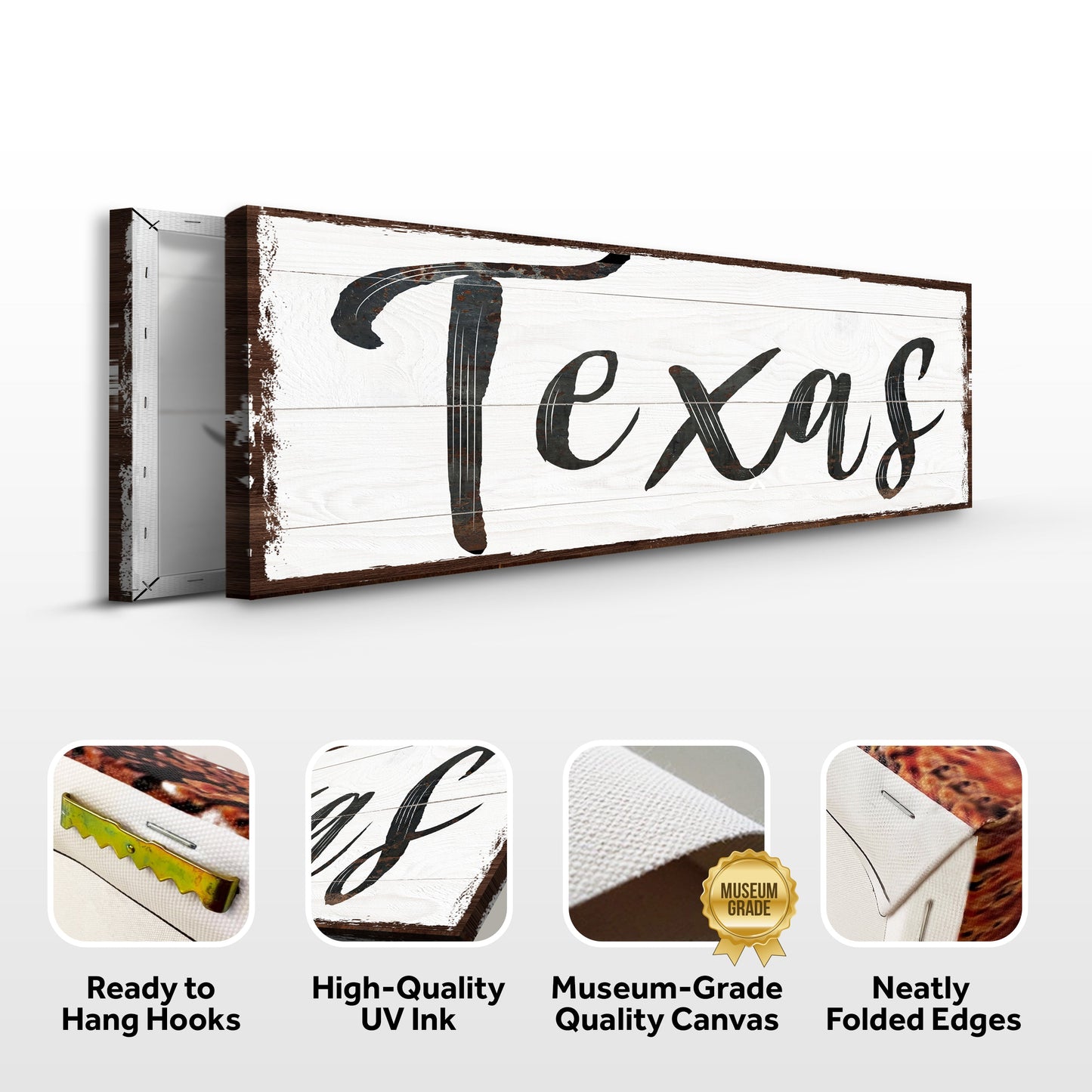 Texas Home Sign III canvas by Tailored Canvases, crafting canvas with black script and frame on Tampa Home & Garden Store