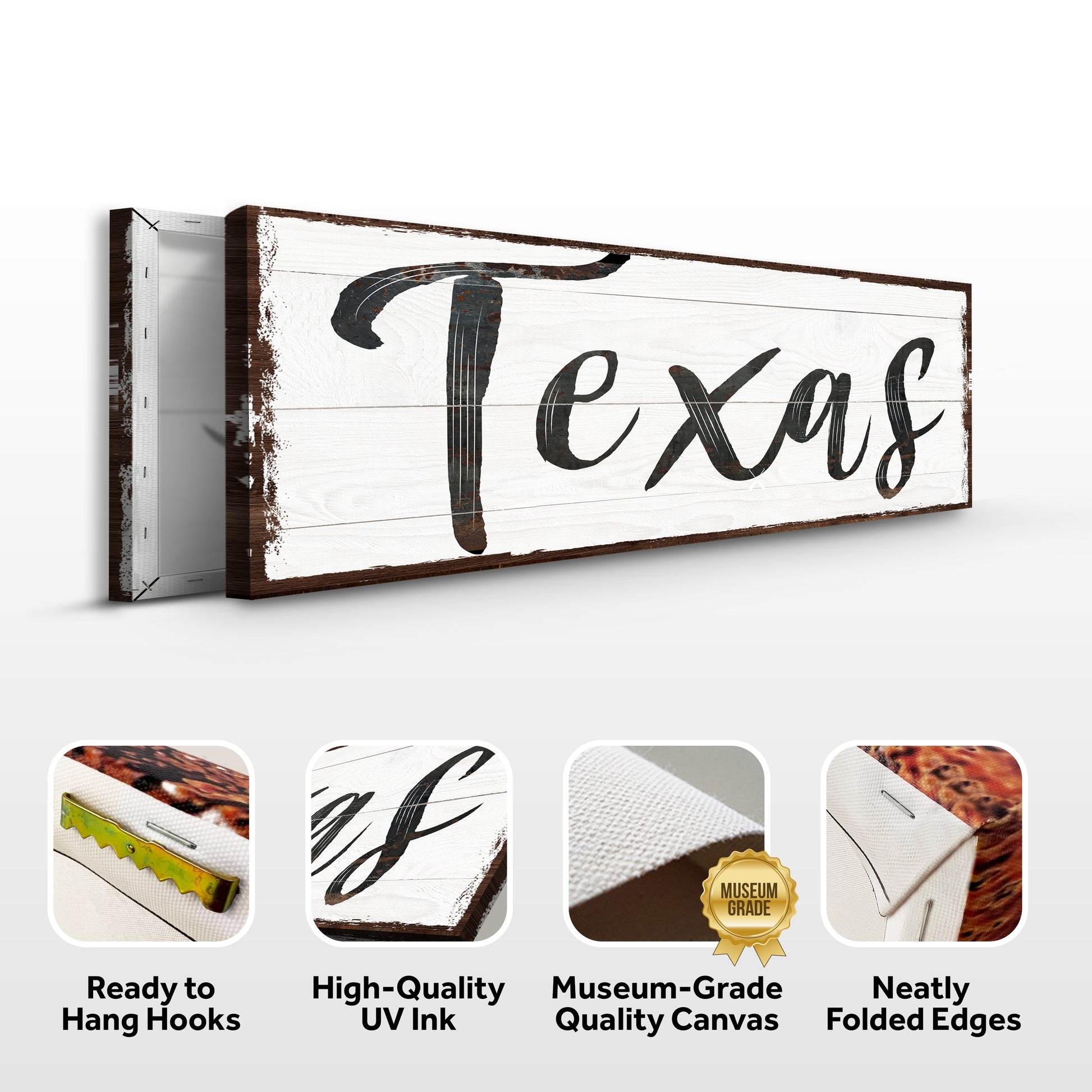 Texas Home Sign III canvas by Tailored Canvases, crafting canvas with black script and frame on Tampa Home & Garden Store