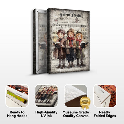 Vintage Christmas Carolers Wall Art III canvas by Tailored Canvases, crafting canvas with nostalgic sheet music and singing children on Tampa Home & Garden Store