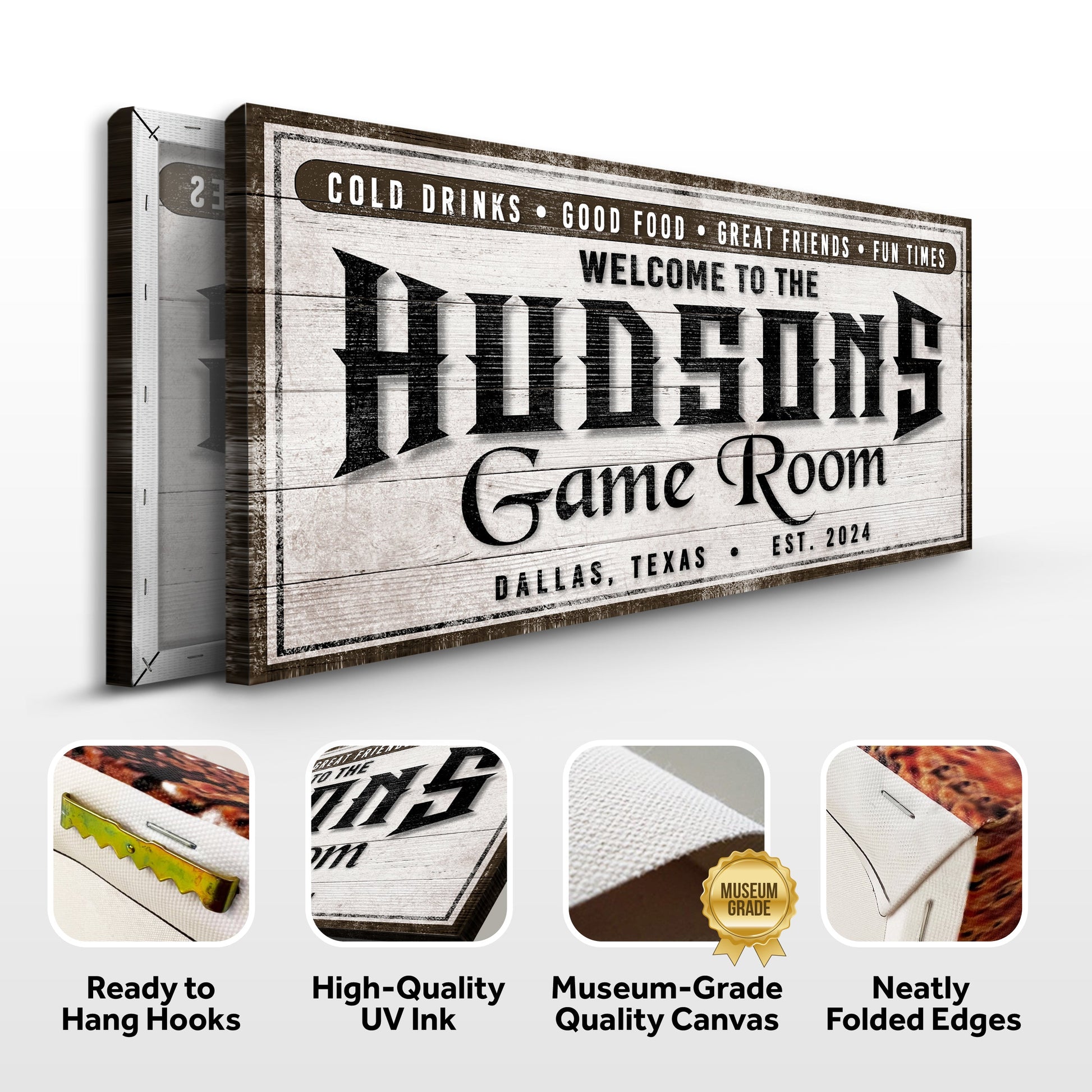 Personalized Game Room Sign IV canvas by Tailored Canvases with wood and Game Room lettering on Tampa Home & Garden Store