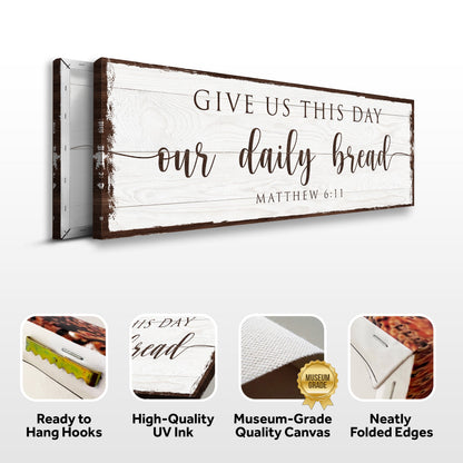Canvas faith sign Give Us This Day Our Daily Bread with wood plank look on Tampa Home & Garden Store