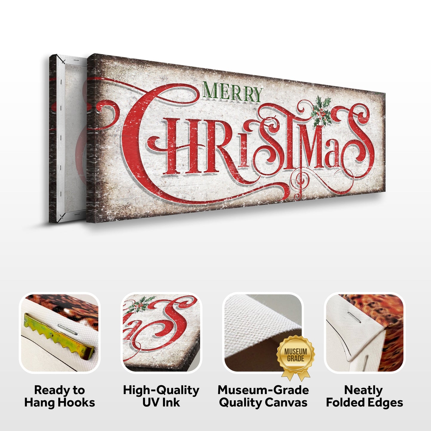 Vintage Merry Christmas Sign Canvas by Tailored Canvases with Merry and red Christmas on Tampa Home & Garden Store