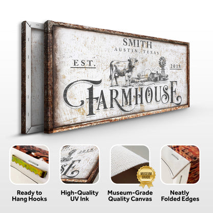 Rustic Vintage Farmhouse Sign II Canvas by Tailored Canvases; weathered white, rust frame on Tampa Home & Garden Store