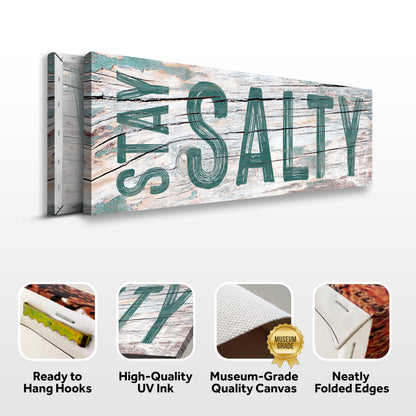 Stay Salty Coastal Sign VI canvas with distressed turquoise wood background coastal design on Tampa Home & Garden Store
