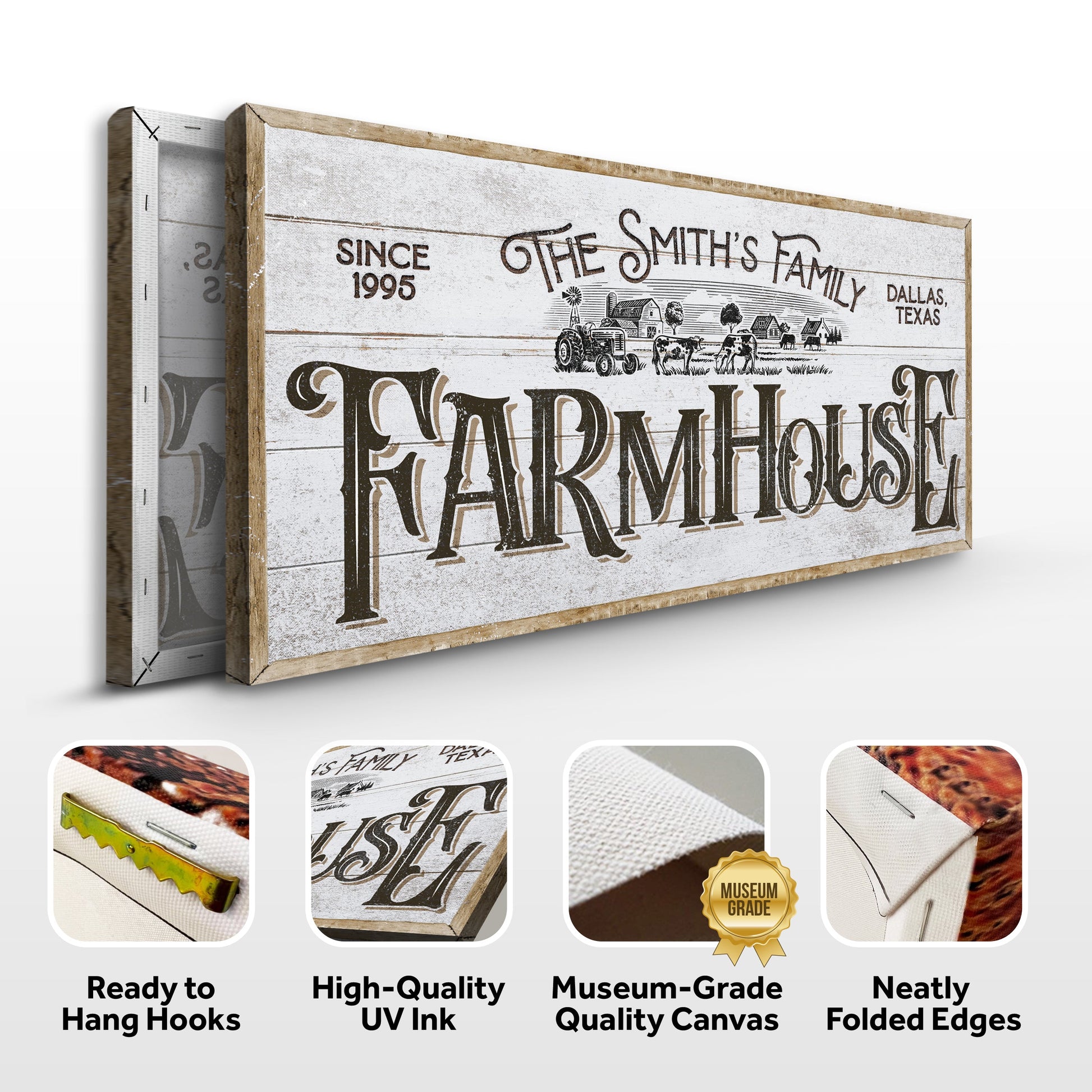 Personalized Farmhouse Sign V canvas with wood and black lettering Tailored Canvases on Tampa Home & Garden Store