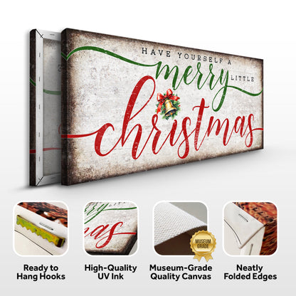 Canvas Have Yourself A Merry Christmas Tailored Canvases, beige canvas with red-green lettering on Tampa Home & Garden Store
