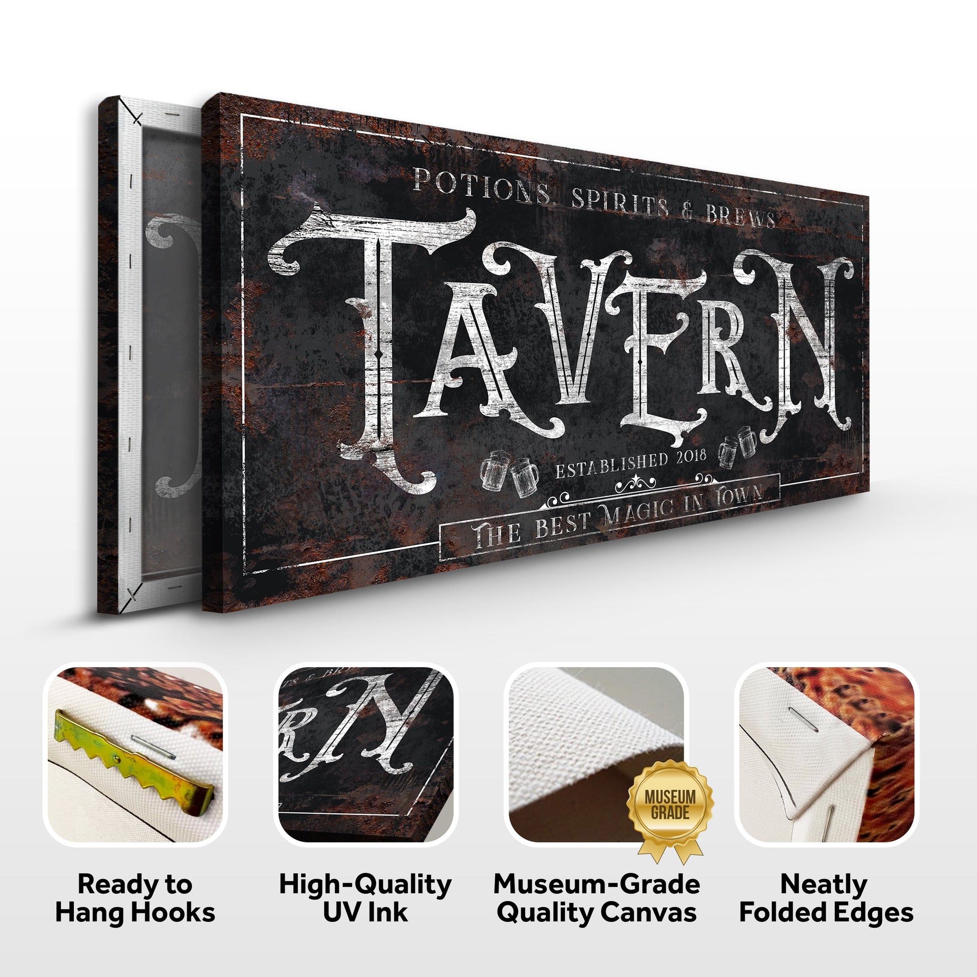 Potions, Spirits & Brews Tavern Sign II canvas Tailored Canvases rust finish white lettering on Tampa Home & Garden Store