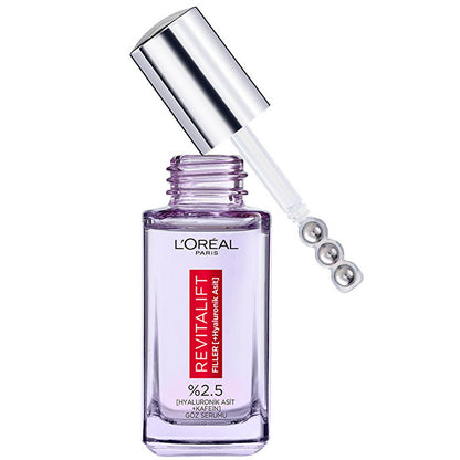 Face serum L’Oréal Paris Revitalift Hyaluronic Acid bottle with dropper, purple glass on Tampa Home & Garden Store