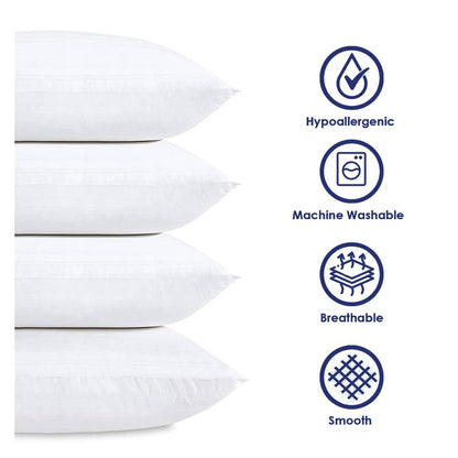 Juego de 4 almohadas de plumón sintético tamaño Queen - Lavables a máquina