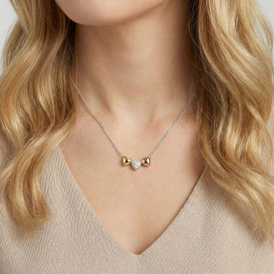 Crystal Heart Slider Necklace by ALEX AND ANI with heart charms on silver chain on Tampa Home & Garden Store