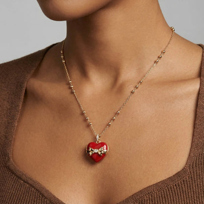 Box of Chocolate Locket Necklace with Crystal Bow