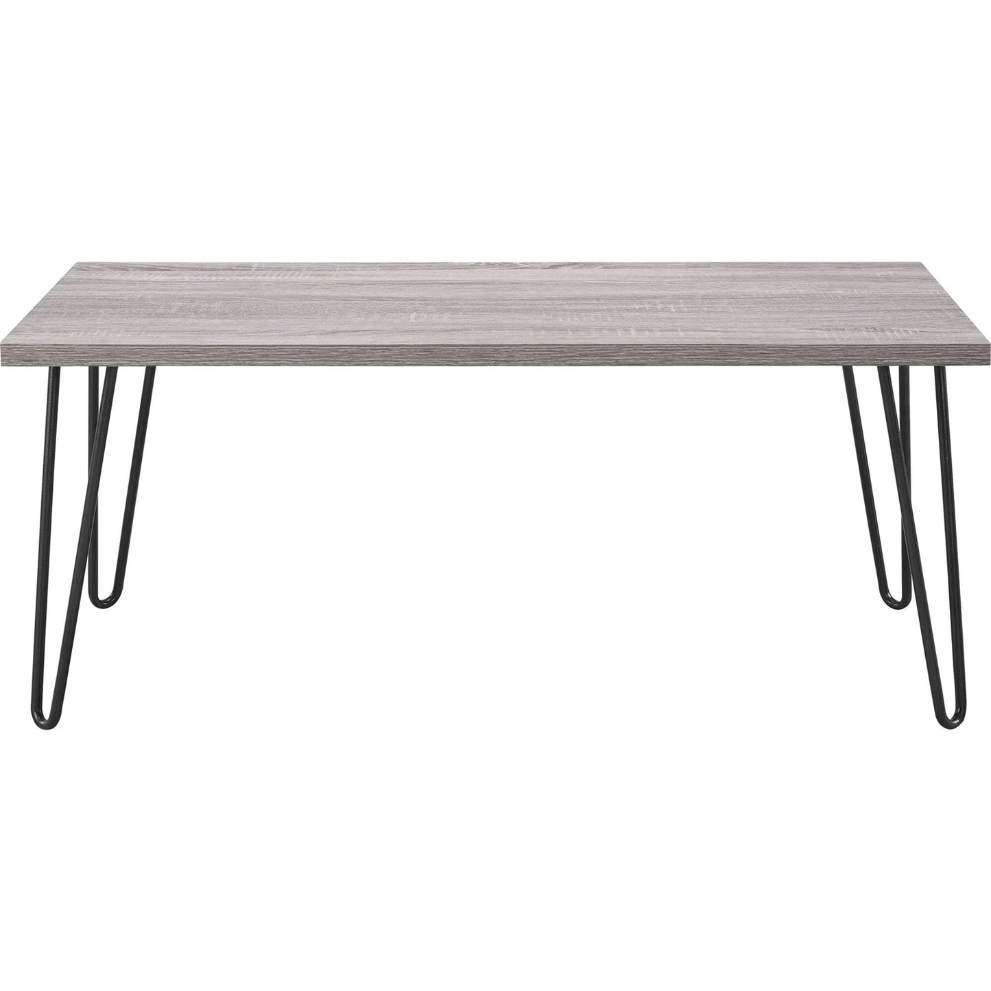 Mesa de centro de estilo clásico moderno vintage con tapa de madera y patas de metal