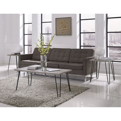 Mesa de centro de estilo clásico moderno vintage con tapa de madera y patas de metal