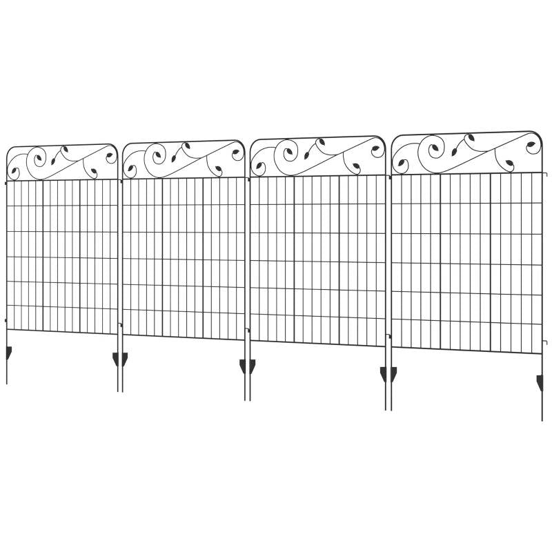 Valla enrejada plegable de acero de 4 paneles, barrera para animales