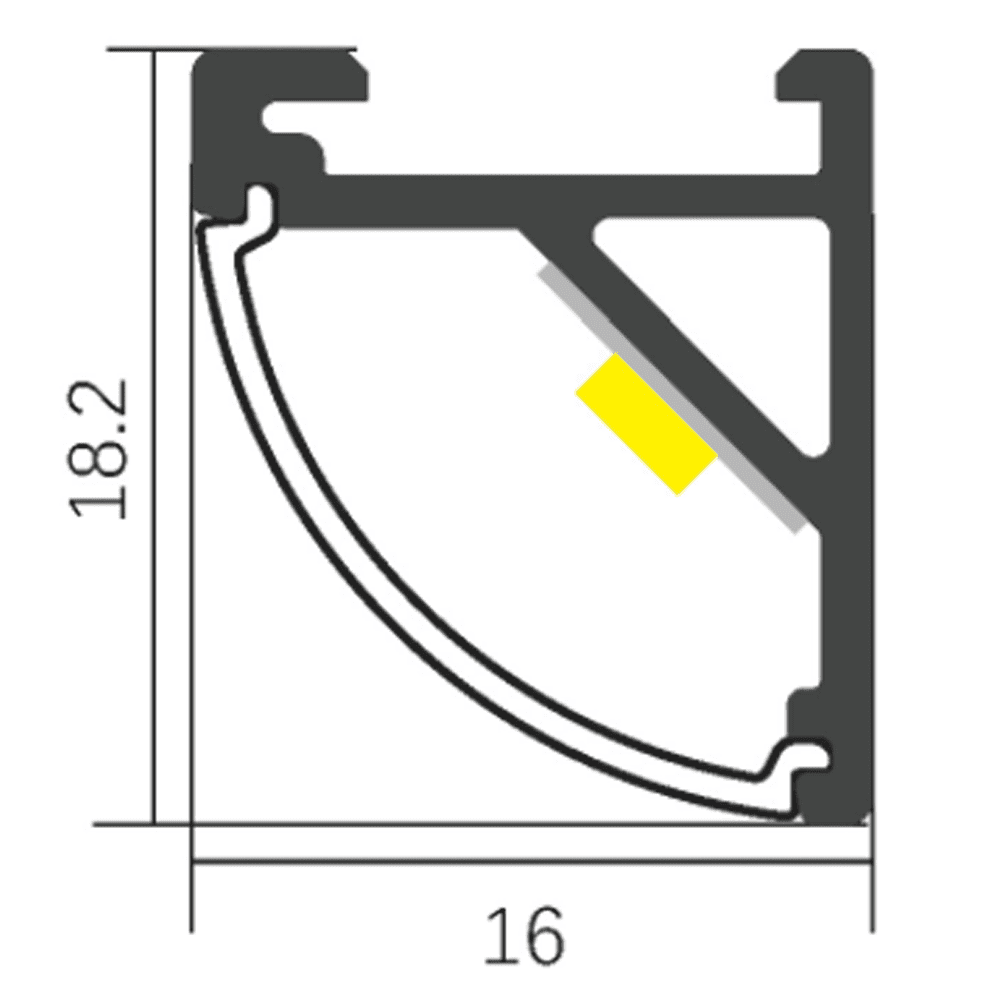 AP59 Coin 8 pieds Canal en aluminium Paquet de 10 Embouts de couverture de bande lumineuse LED