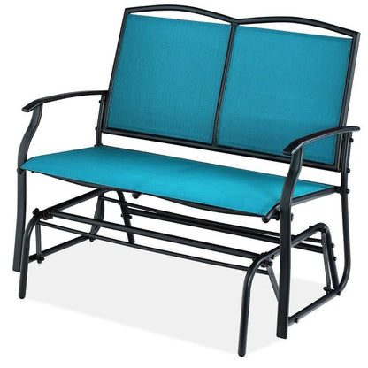 Columpio mecedora de dos plazas con malla para patio y reposabrazos en color azul