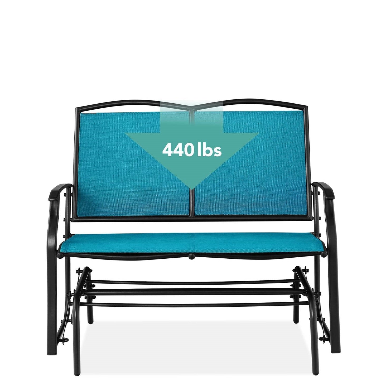 Columpio mecedora de dos plazas con malla para patio y reposabrazos en color azul