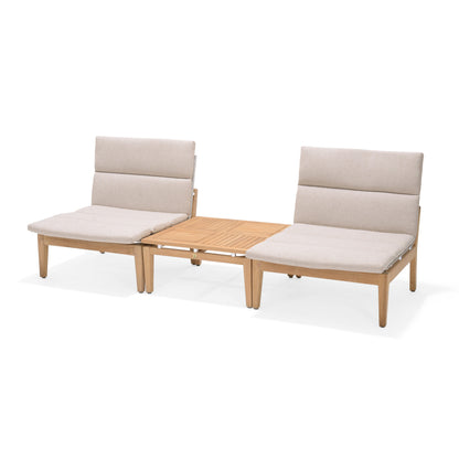 Arno 3pc Bistro Set Light beige cushions and wooden frame by LifestyleGarden US on Tampa Home & Garden Store